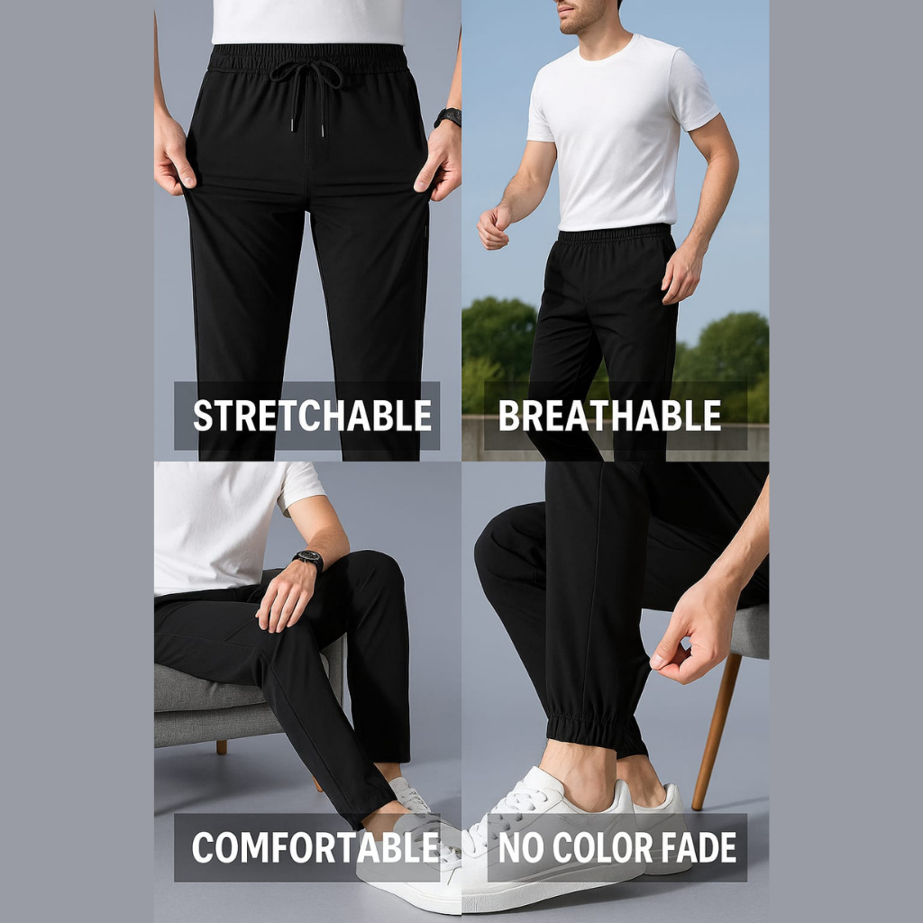 Men's Lycra Track Pants - Pack of 2 (Black and Grey)