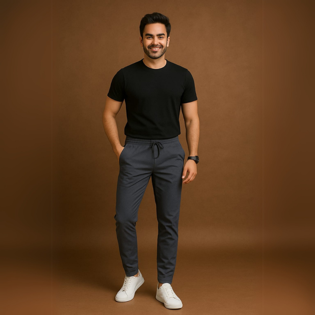 Men's Lycra Track Pants - Pack of 2 (Black and Grey)